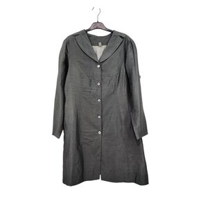 Patina Women's Linen Blend Button Front Coat Jacket Gray- L